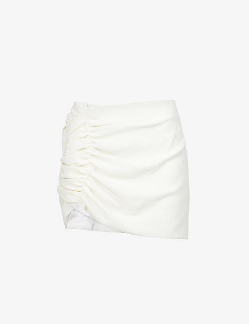 THE MANNEI: Ruffle cotton-blend mini skirt