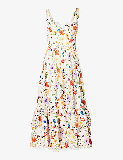 BORGO DE NOR: Clio floral-print cotton midi dress
