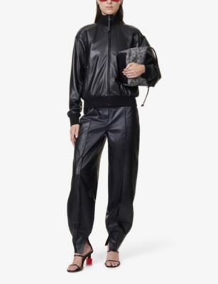 LOEWE Turtleneck cropped regular-fit leather jacket