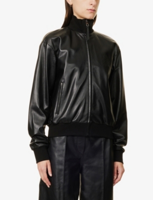 LOEWE Turtleneck cropped regular-fit leather jacket