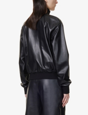 LOEWE Turtleneck cropped regular-fit leather jacket