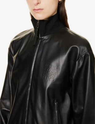 LOEWE Turtleneck cropped regular-fit leather jacket