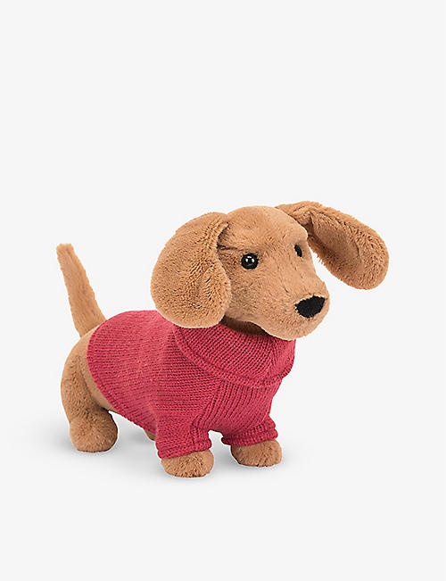 JELLYCAT: Sweater Sausage Dog Pink soft toy 14cm