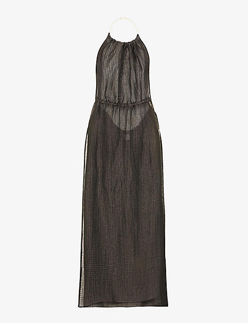 LE KASHA: Rope-detail sleeveless linen maxi dress