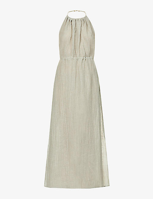 LE KASHA: Rope-detail sleeveless linen maxi dress