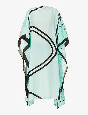 Louisa Parris Poiret Ribbon Geometric-pattern Silk-crepe Midi Dress in Blue Womens Clothing Dresses Casual and day dresses 