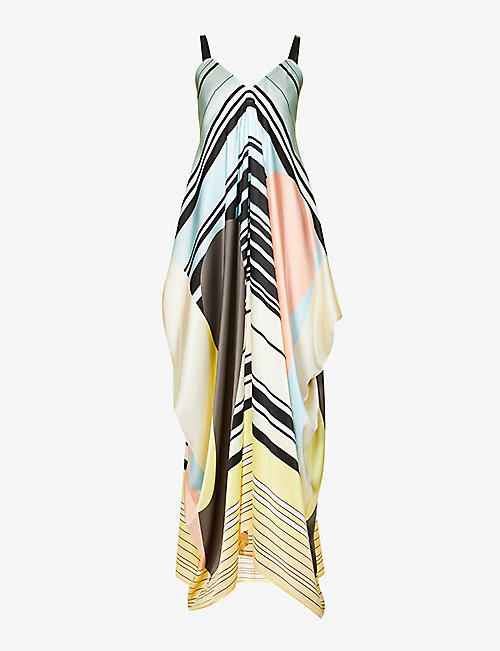 LOUISA PARRIS: Poiret Ribbon geometric-pattern silk midi dress