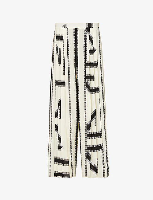 LOUISA PARRIS: Penzance pleated wide-leg high-rise silk trousers