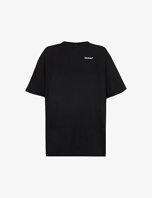 OFF-WHITE C/O VIRGIL ABLOH: Outline Arrow graphic-print oversized-fit cotton-jersey T-shirt
