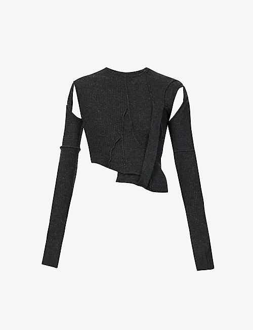 TALIA BYRE: Exposed-seams asymmetric wool knitted top