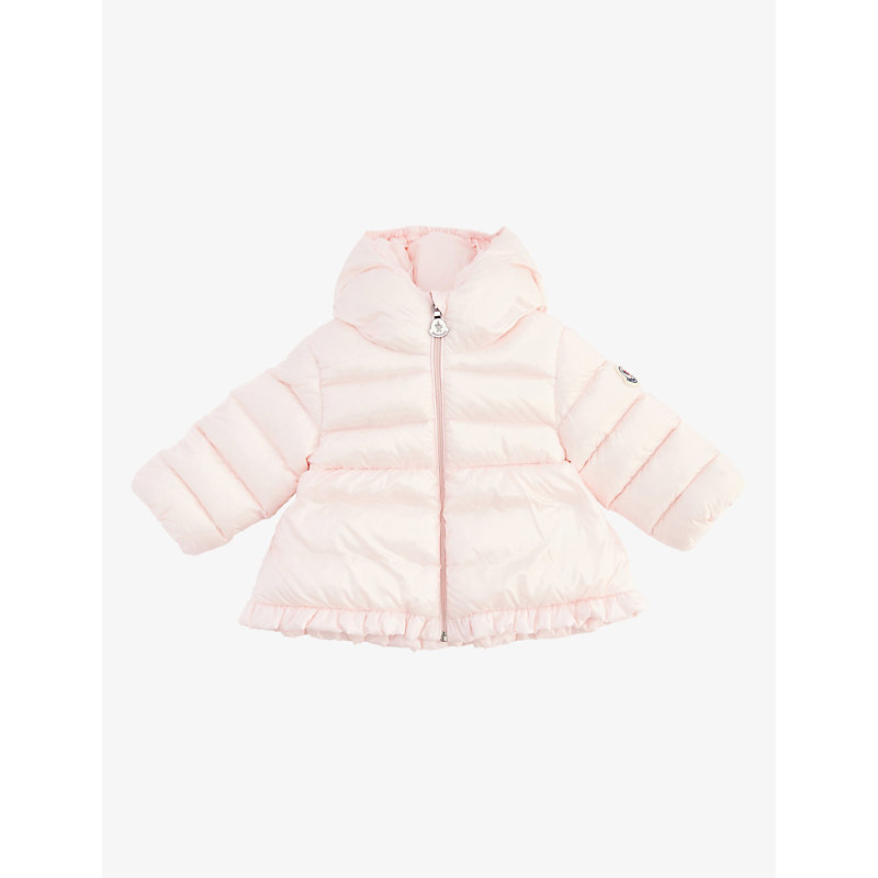 Moncler Babies' Odile Ruffle-hem Shell-down Jacket 3-36 Months In Pink