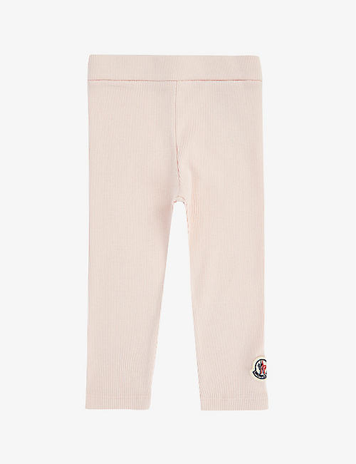 MONCLER: Brand-patch ribbed cotton-jersey jogging bottoms 3 months - 3 years