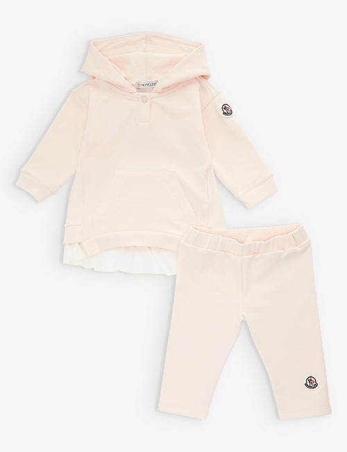 MONCLER: Ruffled-trim stretch-cotton set 3 months - 3 years