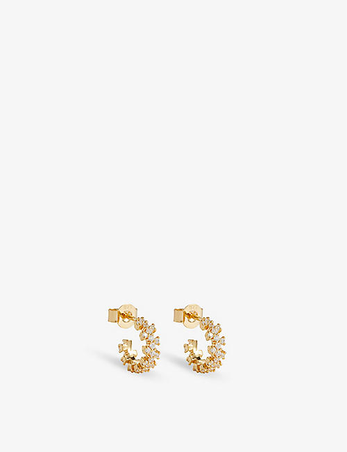 PD PAOLA: Little Crown 18ct yellow gold-plated sterling-silver and zirconia earrings