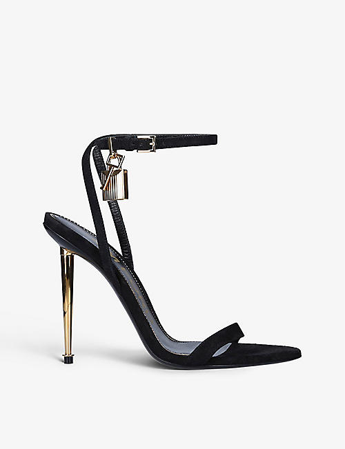 TOM FORD: Padlock pointed-toe suede heeled sandals