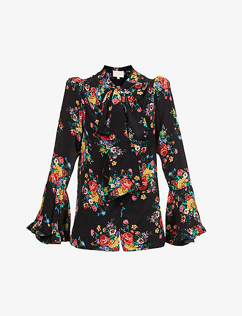QUEENS OF ARCHIVE: Angel floral-print chiffon blouse