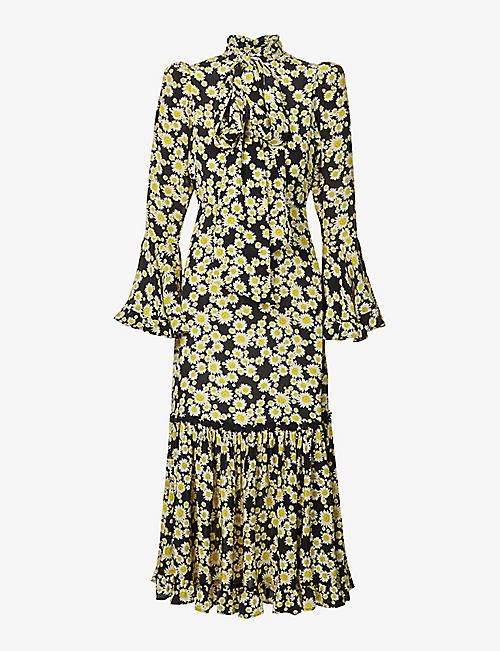 QUEENS OF ARCHIVE: Goldie Carnaby floral-print crepe maxi dress