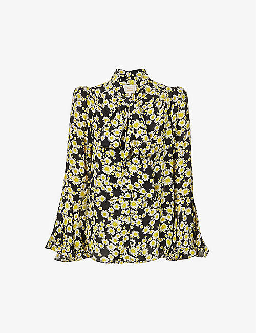 QUEENS OF ARCHIVE: Angel Carnaby floral-print crepe blouse