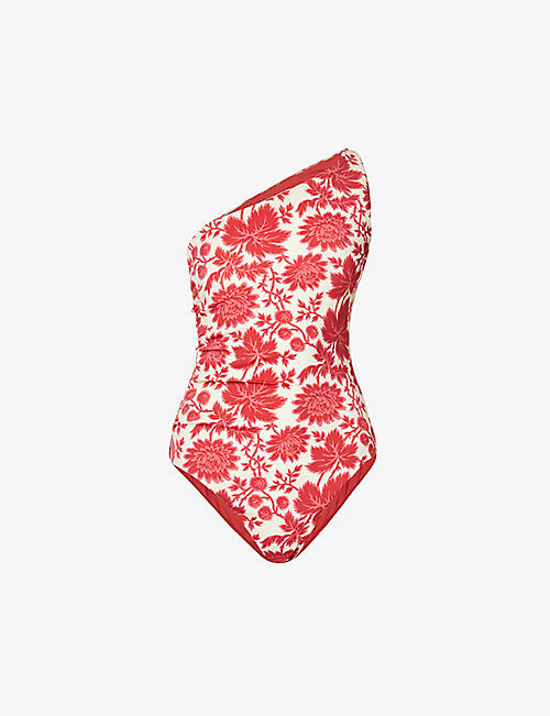SIR: One-shoulder floral-print swimsuit