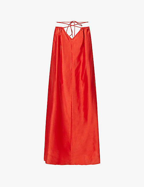 SIR: Drawstring-waist cotton and silk-blend maxi skirt