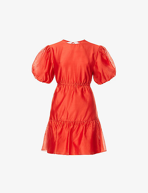 SIR: Open-back cotton and silk-blend mini dress