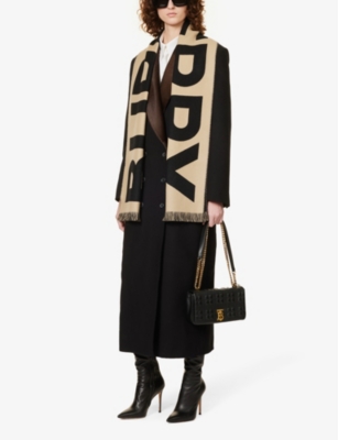 Burberry Womens Archive Beige Football Brand-pattern Wool Scarf In Archive Beige