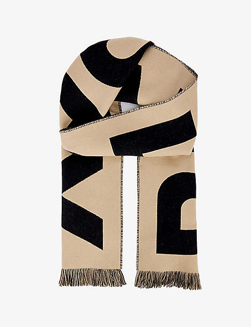 BURBERRY: Football brand-pattern wool scarf