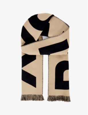 Burberry Womens Archive Beige Football Brand-pattern Wool Scarf In Archive Beige