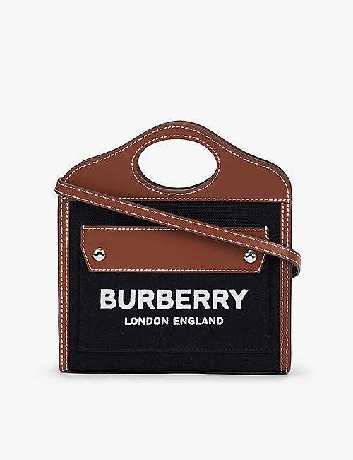 BURBERRY: Pocket micro canvas and leather cross-body bag