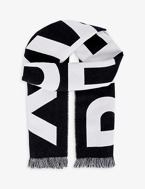 BURBERRY: Logo-pattern wool football scarf