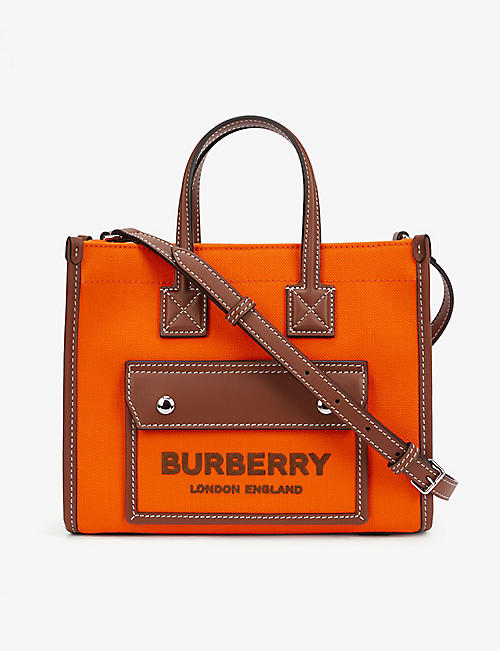BURBERRY: Freya cotton-blend and leather cross-body bag