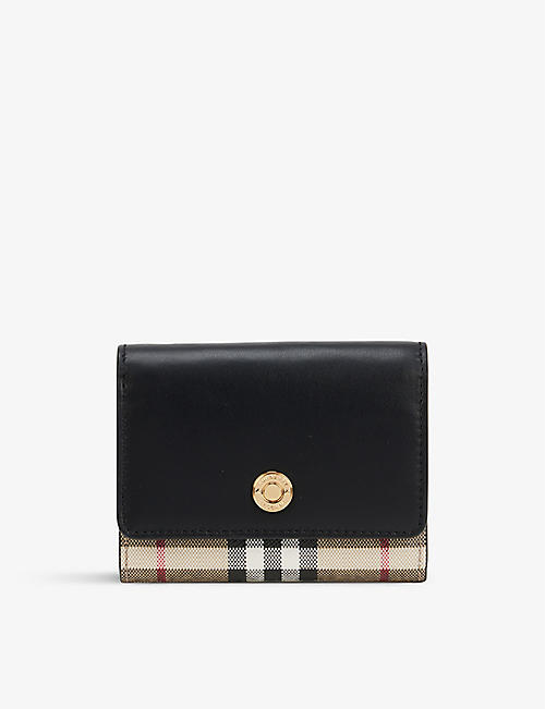 BURBERRY: Lancaster check-print leather wallet