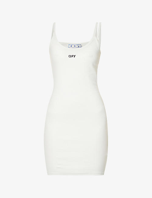OFF-WHITE C/O VIRGIL ABLOH: Stamp logo-print stretch-cotton mini dress