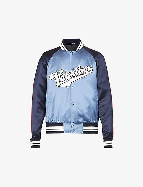 VALENTINO: Souvenir brand-appliqué regular-fit satin jacket