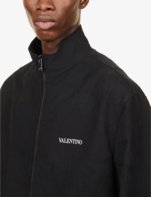 VALENTINO Camouflage funnel-neck cotton-blend jacket.