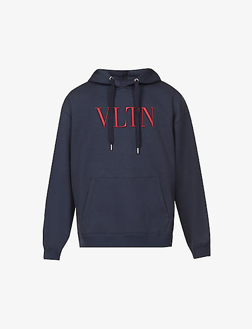 VALENTINO: VLTN logo-embroidered relaxed-fit cotton-blend hoody