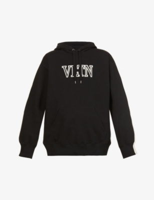 VLTN logo-embroidered two-tone cotton hoody