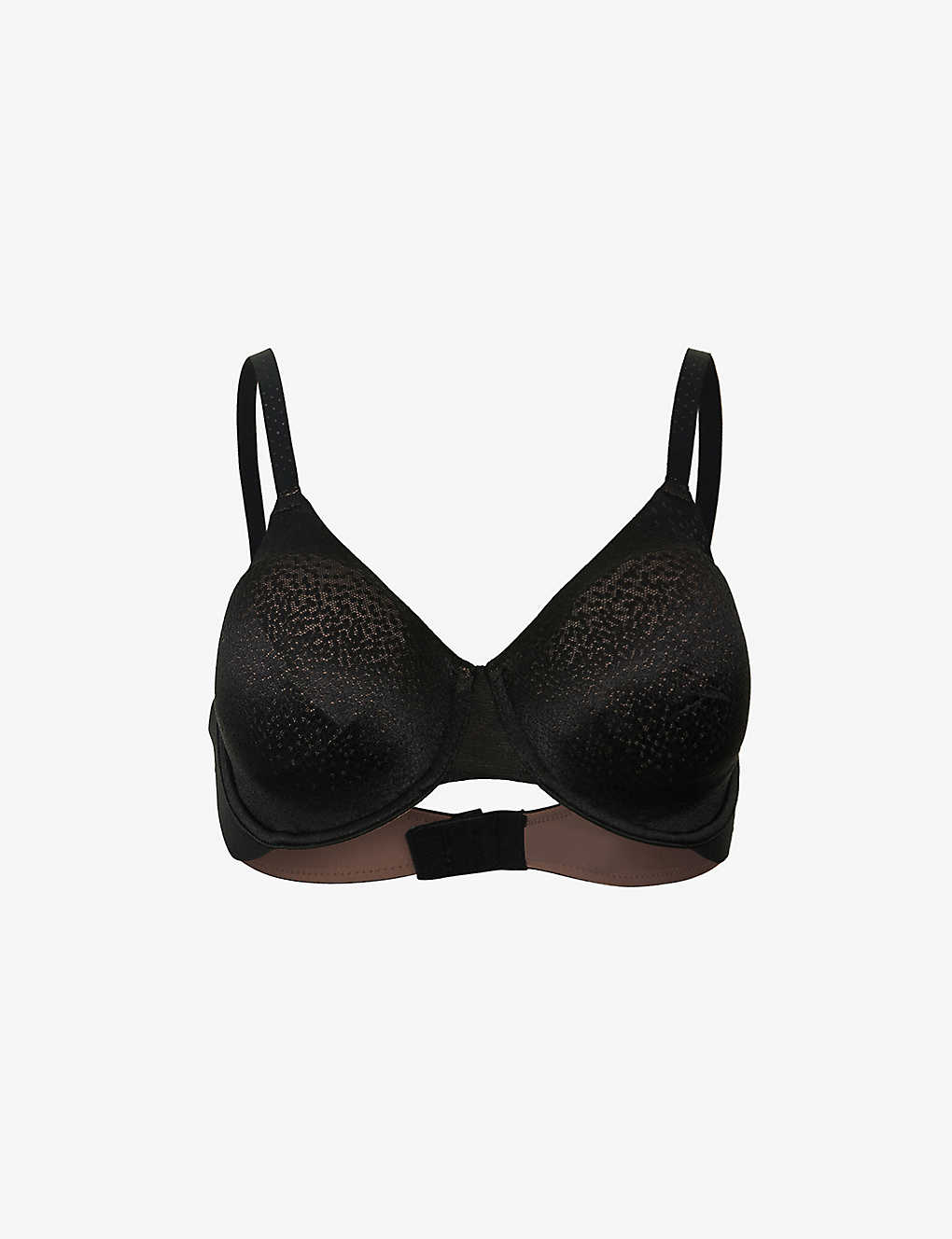 Shop Wacoal Back Appeal Jacquard-print Underwired Stretch-woven Bra In Black