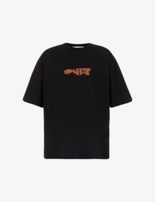 OFF WHITE C O VIRGIL ABLOH Carlos logo print rhinestone embellished relaxed fit cotton jersey T shirt Selfridges