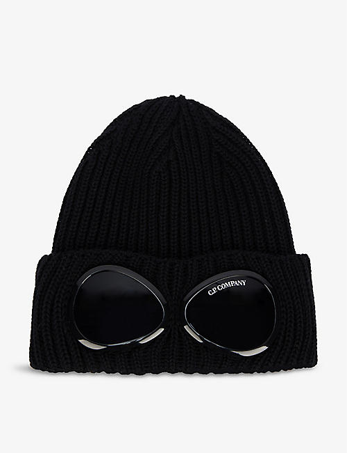 CP COMPANY: Double goggle lense knitted wool beanie hat