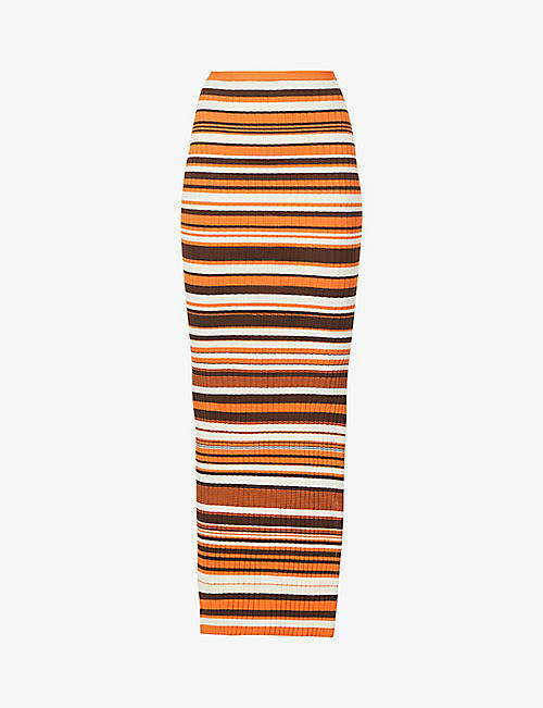 AYA MUSE: Alapataco striped woven maxi skirt