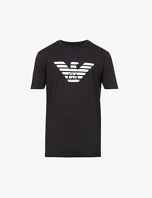 EMPORIO ARMANI: Eagle-print regular-fit cotton-jersey T-shirt