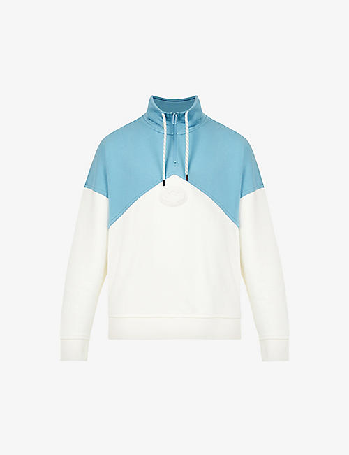 EMPORIO ARMANI: Logo-appliqué funnel-neck oversized-fit cotton jersey sweatshirt