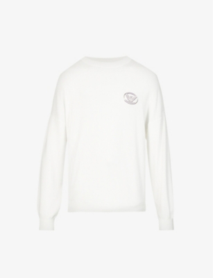 Logo-embroidered contrast-panel regular-fit knit sweatshirt