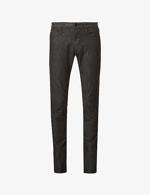 EMPORIO ARMANI: Slim-fit brand-patch mid-rise stretch-denim jeans