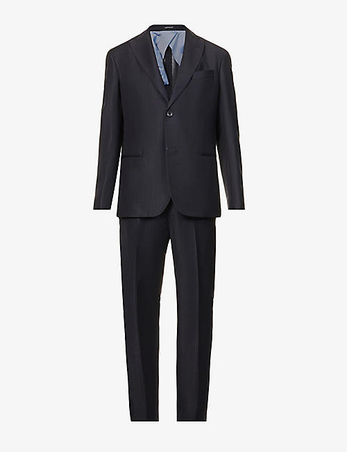 EMPORIO ARMANI: Single-breasted slim-fit wool-blend suit