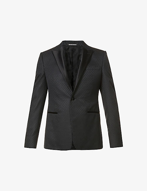 EMPORIO ARMANI: Jacquard-patterned woven tuxedo jacket