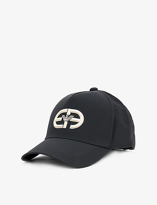 EMPORIO ARMANI: Brand-plaque curved-brim shell cap