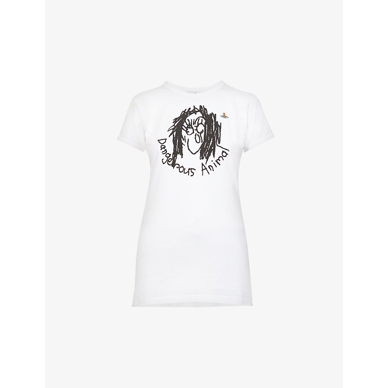 VIVIENNE WESTWOOD DANGEROUS ANIMAL BRAND-EMBROIDERED COTTON T-SHIRT