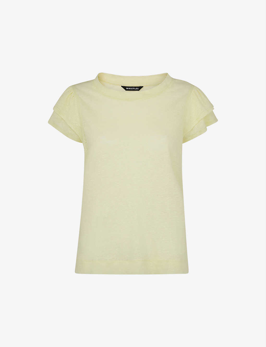 Whistles Laura Linen Tiered Sleeve Tee In Yellow